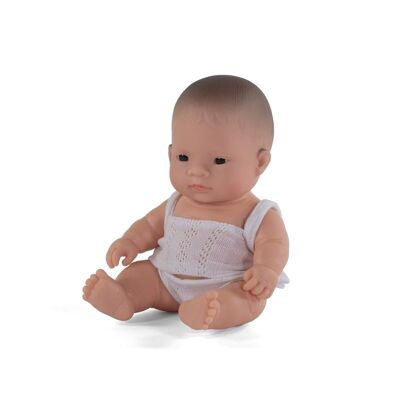 Miniland Dolls: ASIAN BABY BOY DOLL 21cm, vanilla scented, waterproof, gendered doll, in resin in gift box. Made in Spain, 10m +