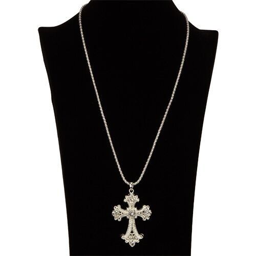 Halskette mit Kreuzanhänger und Steinen, 52cm 1