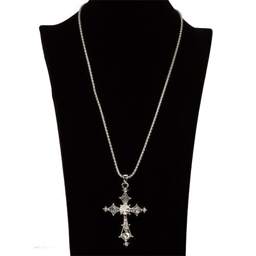 Halskette mit Kreuzanhänger und Steinen, 52cm 2