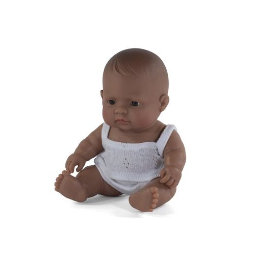 Miniland Poupées: POUPEE BEBE FILLE LATINO-AMERICAIN  21cm, parfumée vanille, imperméable, poupée sexuée, en résine, en boîte cadeau. Made in Spain, 10m+