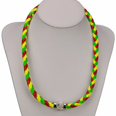Halskette/Wickelarmband mit Magnetverschluss, Rot-Gelb-Grün