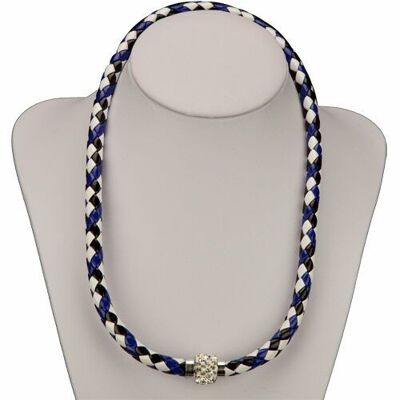 Halskette/Wickelarmband mit Magnetverschluss, Schwarz-Weiß-Blau