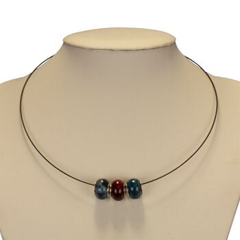 Collier ras du cou avec perles modules, bleu-rouge 2