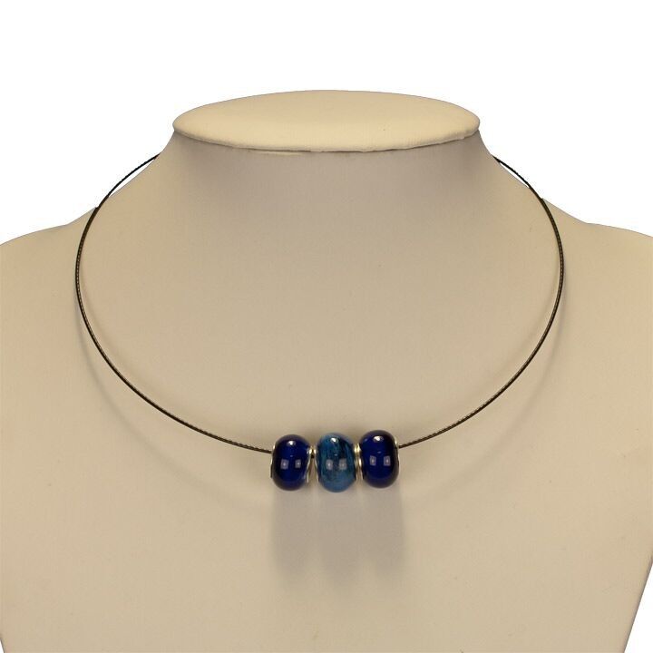 Collana girocollo con perline modulari, blu