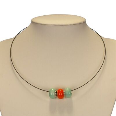 Collana girocollo con perline modulari, verde-arancio