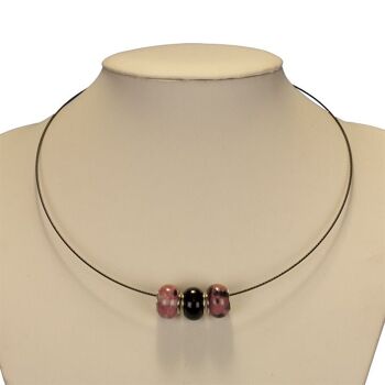 Collier ras de cou avec perles modulables, rose-noir 1