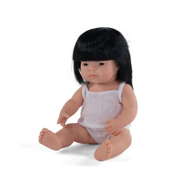 Miniland Poupées: MUÑECA AZIÁTICA GIRL 38cm, perfumada vainilla, impermeable, muñeca sexual, en resina, en caja de regalo. Fabricado en España, 10m +