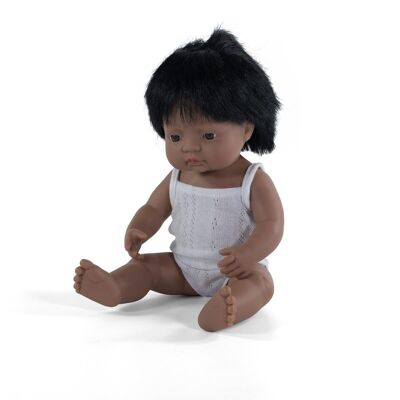 Miniland Dolls: LATIN AMERICAN BOY DOLL 38cm, vanilla scented, waterproof, gendered doll, in resin, in gift box. Made in Spain, 10m +
