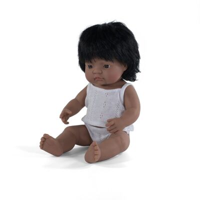 Miniland Dolls: LATIN AMERICAN GIRL DOLL 38cm, vanilla scented, waterproof, gendered doll, in resin, in gift box. Made in Spain, 10m +