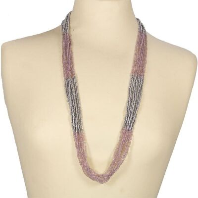 Collana lunga moda Besan, rosa-grigio
