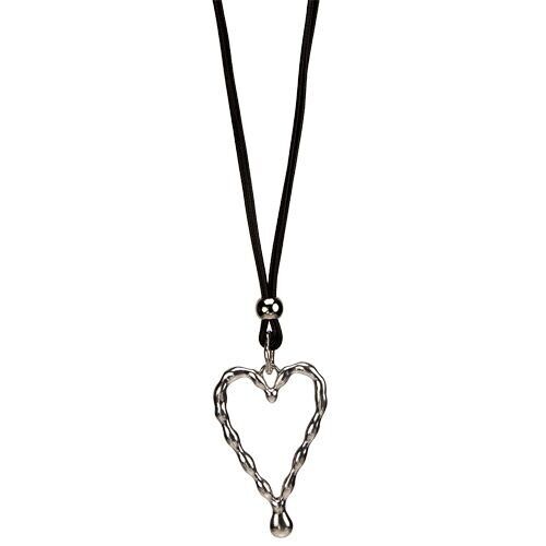 Collana lunga fashion con pendente a cuore, 75cm