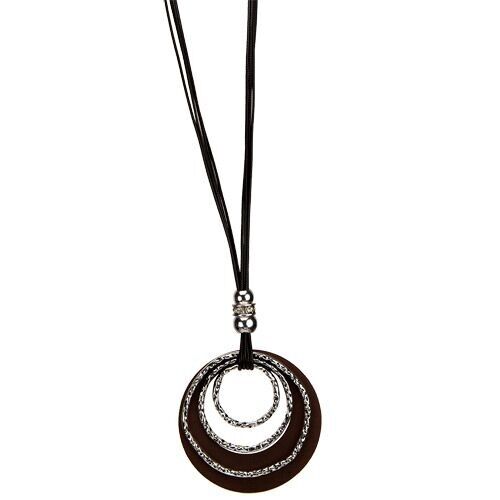 Collana lunga fashion con pendente a cerchio, 70 cm 1