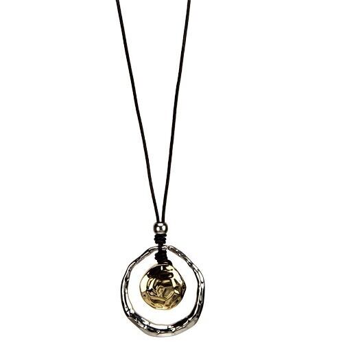 Collana lunga fashion con pendente a cerchio, 75 cm 4