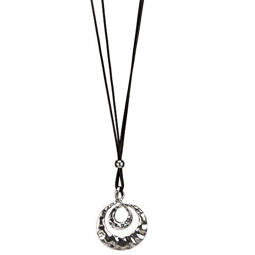 Lange Modekette mit Anhänger Kreis, 80cm 2