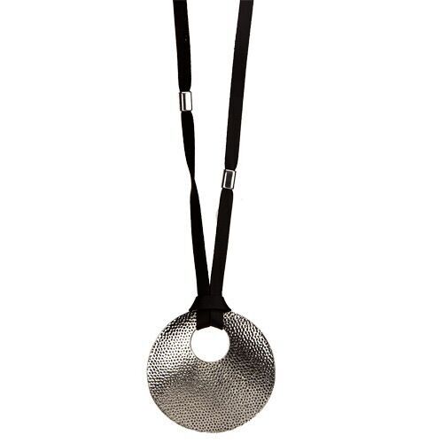 Collana lunga fashion con pendente a cerchio, 85 cm