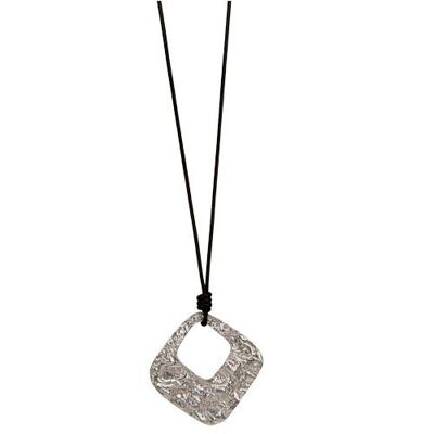 Collana lunga fashion con pendente quadrato, 80cm