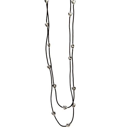 Long fashion necklace with hearts, 100cm