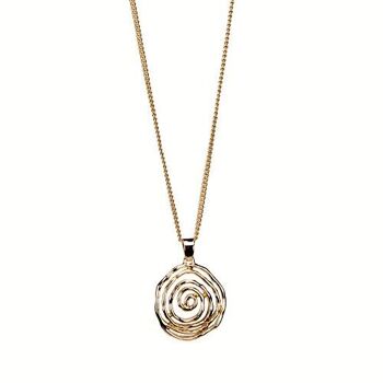 Longue chaîne gourmette avec pendentif, 60 cm, spirale, or rose 1