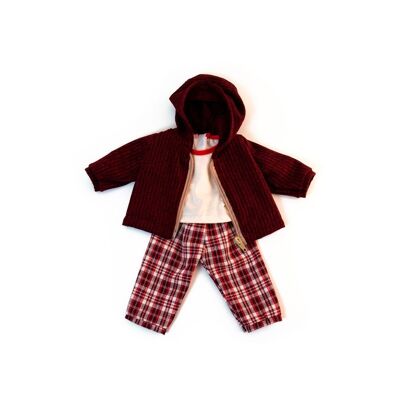 Miniland Poupées: VÊTEMENTS D'HIVER pour garçon 38 cm, 3 pièces, pantalon, t-shirt et  veste, dans un sac en plastique avec porte-manteau, 3+