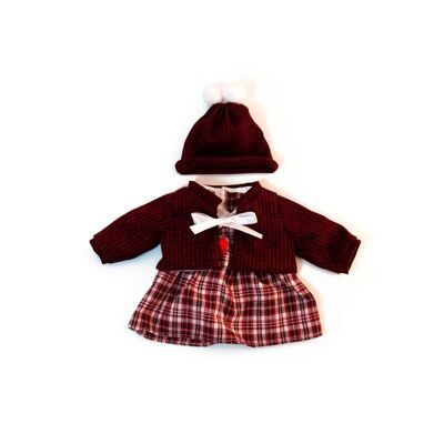 Miniland Poupées: VÊTEMENTS D'HIVER pour fille 38cm, 4 pièces, jupe, t-shirt, veste  et chapeau, dans un sac en plastique avec porte-manteau, 3+