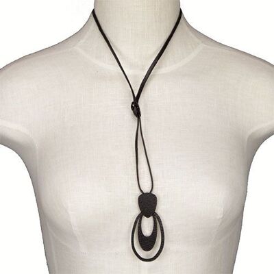 Collier fantaisie avec pendentif, 48cm, noir mat