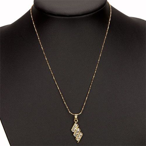 Collana alla moda con strass, oro 4
