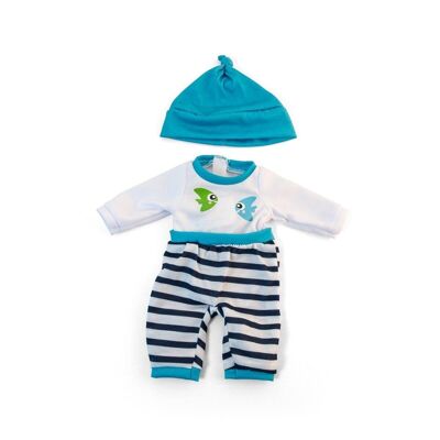 Miniland Dolls: turquoise PAJAMAS for boys 32cm, 2 pieces, in a plastic bag with coat rack, 3+