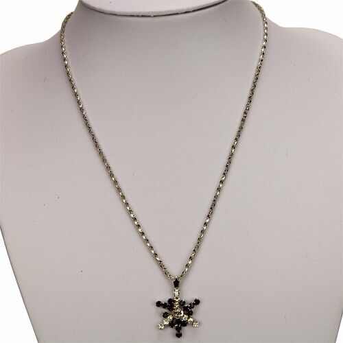 Collana alla moda con strass, argento-nero 3