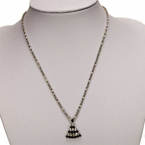 Collana alla moda con strass, argento-nero 4