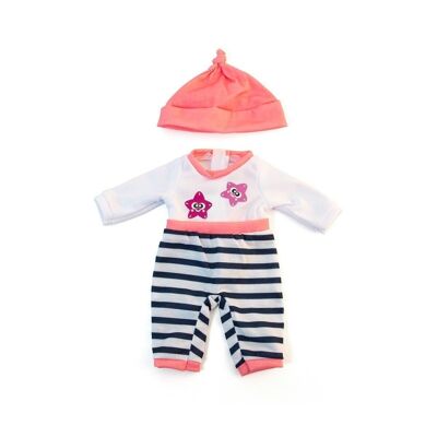 Miniland Dolls: pink PAJAMAS for girl 32cm, 2 pieces, in a plastic bag with coat rack, 3+