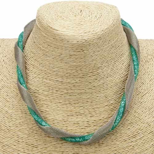 Collana alla moda, verde-argento