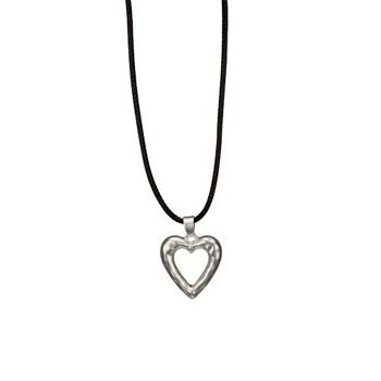 Collier ruban wax tendance, 47cm, coeur, argent mat 1