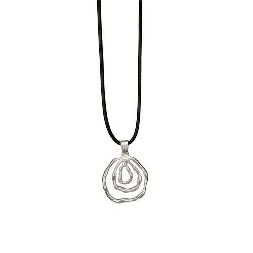 Modische Wachsbandkette, 47cm, Kreis, silber matt 1