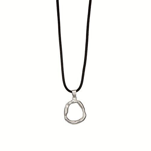 Collana alla moda con nastro di cera, 47 cm, cerchio, argento opaco 3