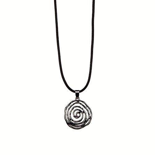 Collana alla moda con nastro di cera, 47 cm, spirale, nera