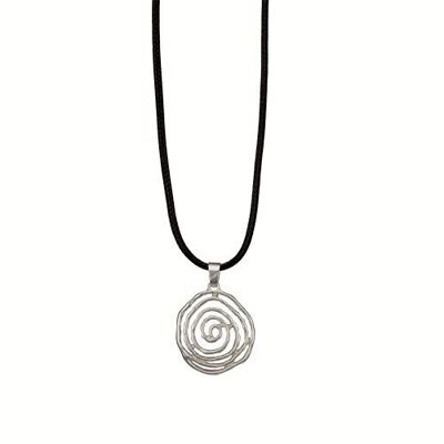 Modische Wachsbandkette, 47cm, Spirale, silber matt