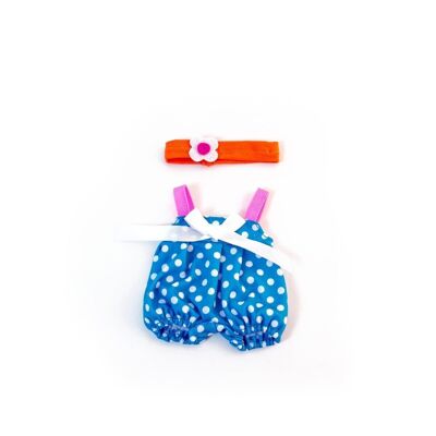 Miniland Dolls: JUMPSUIT for girl 21cm, 2 pieces, plastic bag with coat rack, 3+