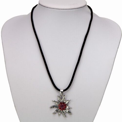 Collar de cinta de terciopelo con colgante rosa Edelweiss