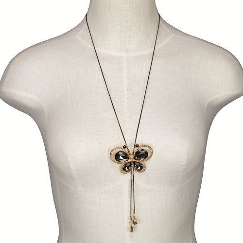Verstellbare lange Modekette, Gold-Dunkelgrau