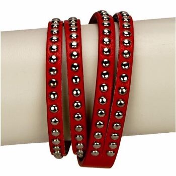 Bracelet enroulé PU, 40cm, rouge 2