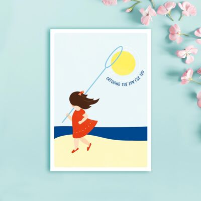 Card “CATCHING THE SUN”, greeting card, postcard, sustainable paper, regionally and fairly produced