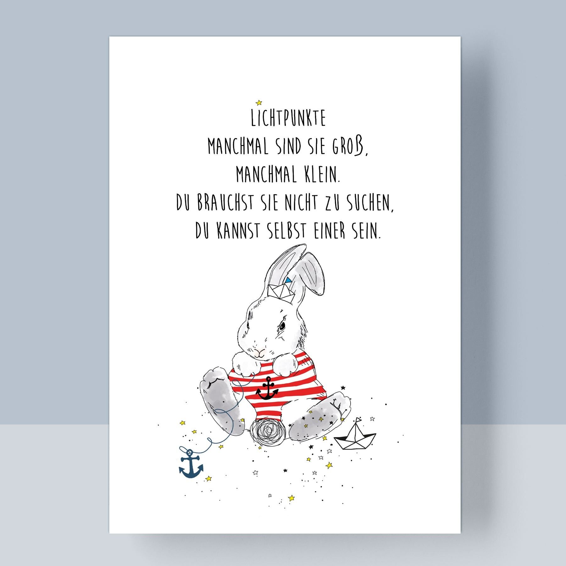 CARTOLINA PASQUA - CONIGLIETTO PUNTI LUCE