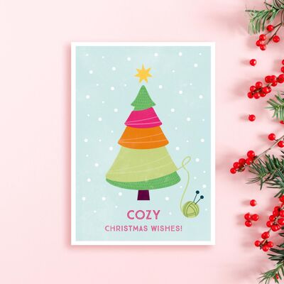 Cartolina di Natale "COZY CHRISTMAS", cartolina, albero di Natale, carta sostenibile, produzione regionale ed equa