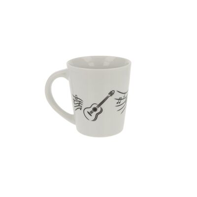 Music cup with handles with musical notes and various instruments - motif: classical guitar