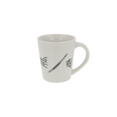 Music mug with handles and various instruments - motif: flute