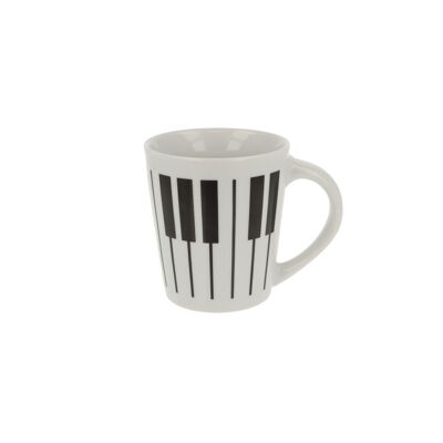 Music cup with handles with musical notes and various instruments - motif: keyboard