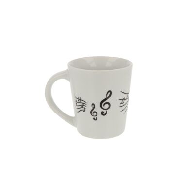 Taza musical con asas con notas musicales y varios instrumentos - motivo: clave de sol