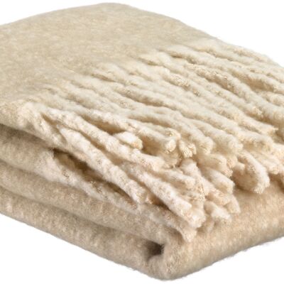 Plain recycled blanket Isabel Natural 130 x 160