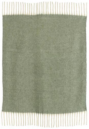 Plaid uni recyclé Isabel Vert de gris 130 x 160 2