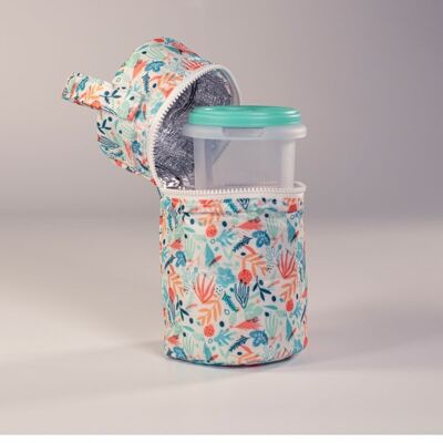 Miniland Baby: THERMOS BAG con 2 vasetti (250ml) 22x2x33cm, collezione Mediterraneo, senza BPA